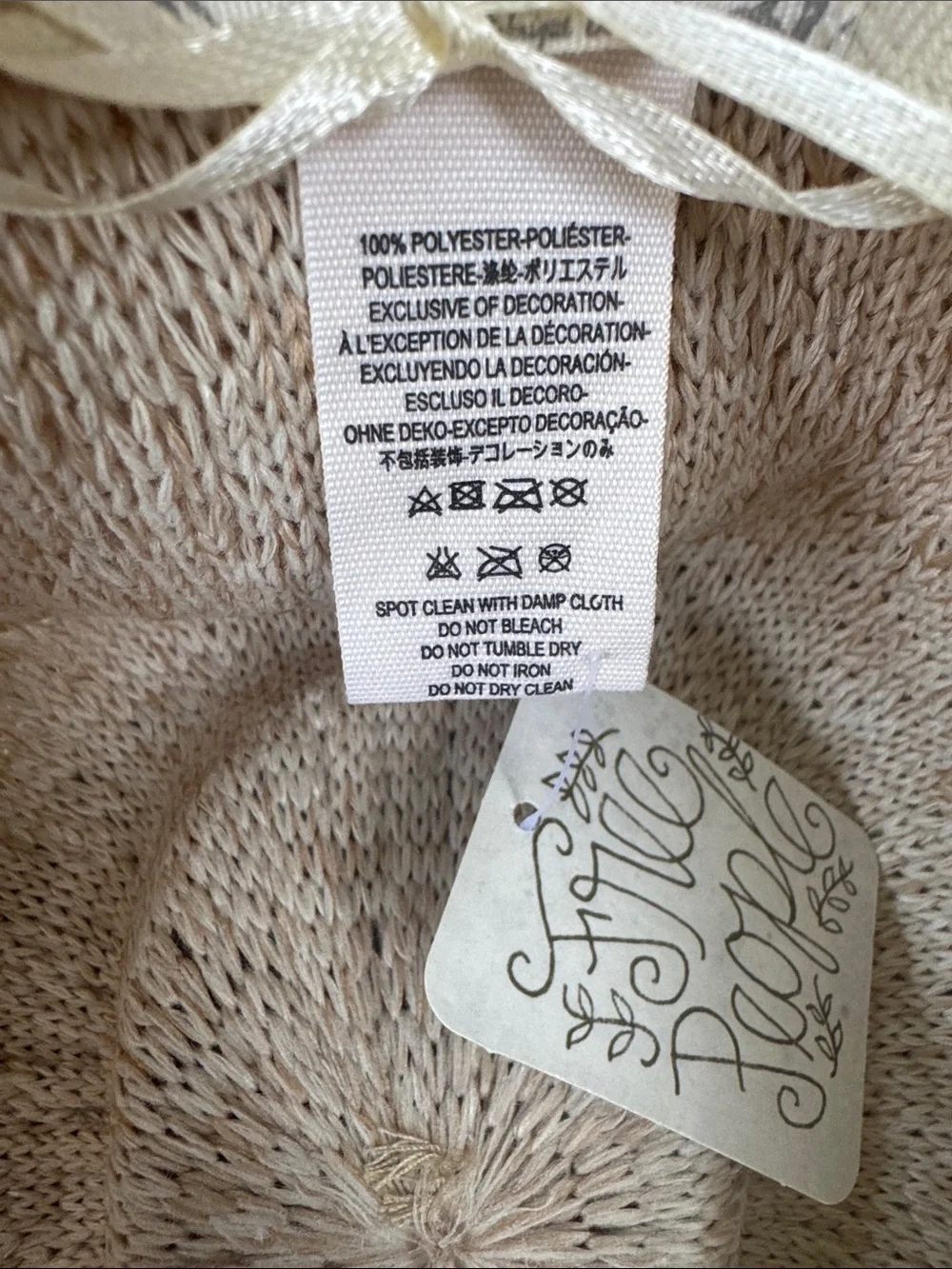 Free People Santa Barbara Packable Hat Vanilla Combo NWT Ivory OS Adjustable